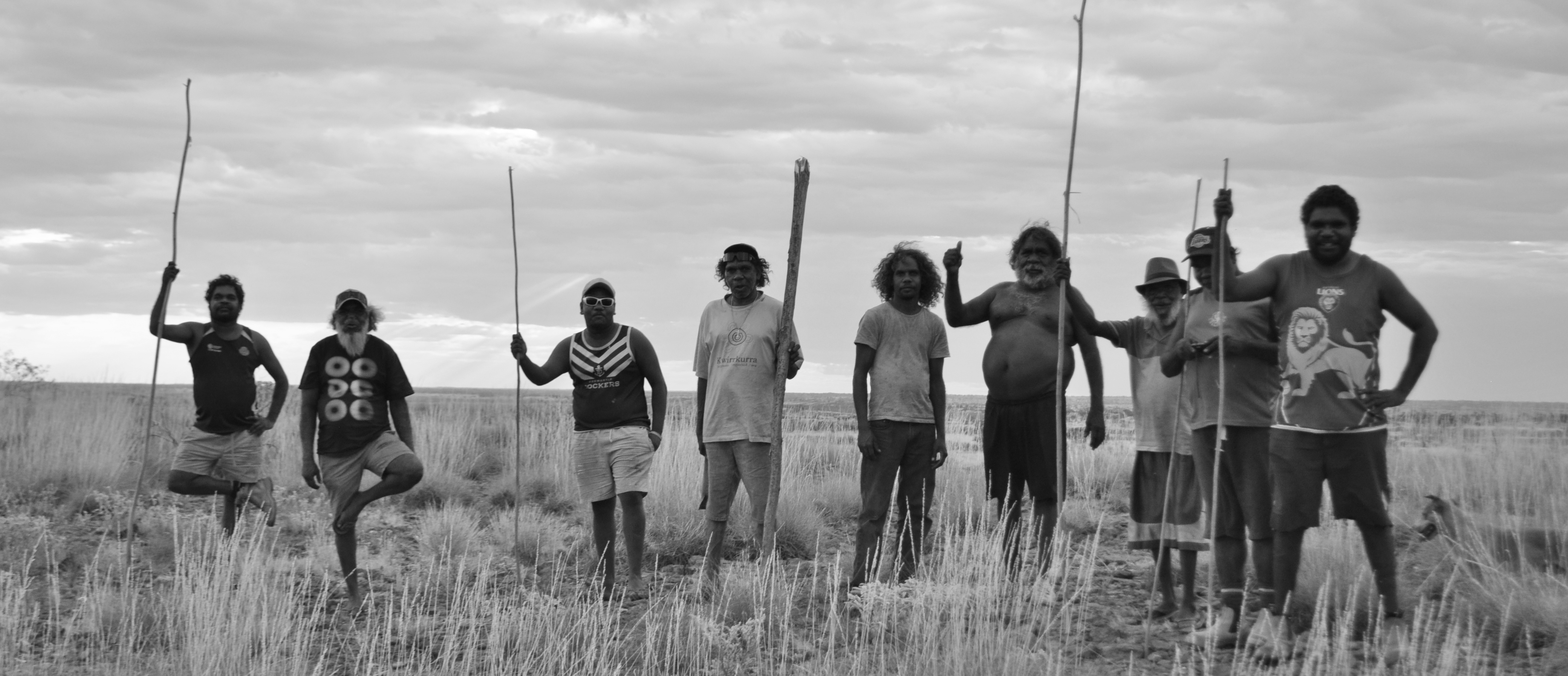 Kiwirrkurra men with their 'kulatas' (spears)