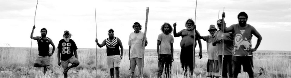 Kiwirrkurra men with their 'kulatas' (spears)